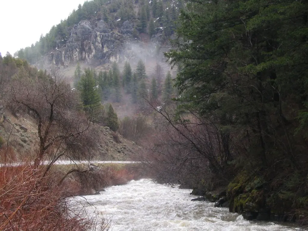Logan River, U.S. Route 89 Driving Up Logan Canyon Between Logan and Garden City, Utah – Aufnahme in der Umgebung von Logan Lake Trails