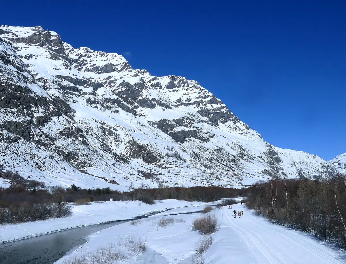 L'Arc et piste de ski de fond près de Bessans (février 2023) – Aufnahme in der Umgebung von Bessans